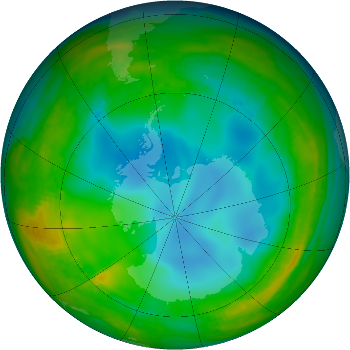 Antarctic ozone map for 24 June 1984